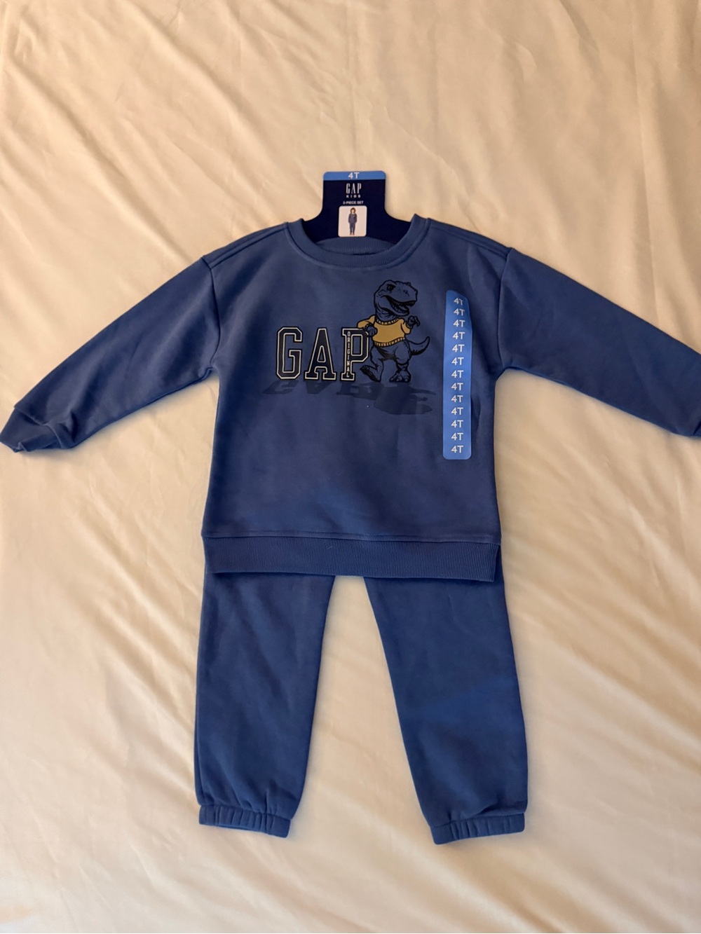GAP Kids Dusty Blue Dinosaur Sweatshirt and Jogger Set 4T